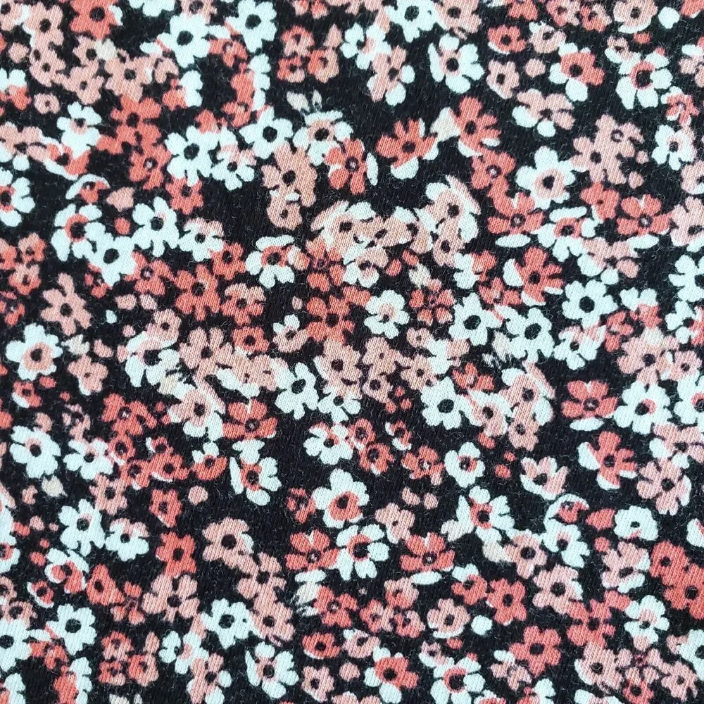 Michael Kors Top Women M Red Pink Ditsy Floral Tie Waist Tee Kawaii Cottagecore